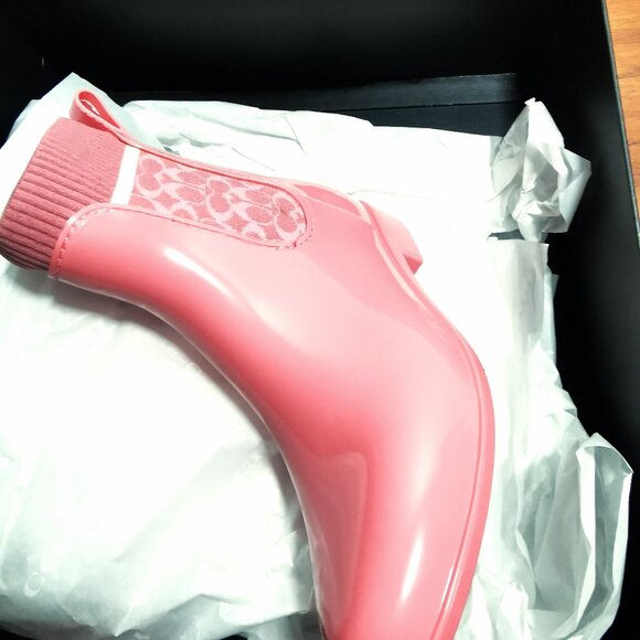 Coach Shoes - COACH Rain Boots PINK 7 Women's Brand New IN Box